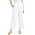 Plus Size Women's Cropped Wide-Leg Lino Soleil Pant by June+Vie in White (Size 14 W)