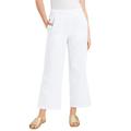 Plus Size Women's Cropped Wide-Leg Lino Soleil Pant by June+Vie in White (Size 10 W)