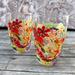 Anthropologie Dining | Anthropologie Floral Printed Glass Set | Color: Gold/Red | Size: Os