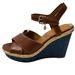 Coach Shoes | Coach~Woman Size 8.5 B~ Brown/Blue Platform Wedge Sandals. | Color: Blue/Brown | Size: 8.5
