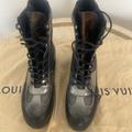 Louis Vuitton Shoes | Louis Vuitton Monogram Laureate Combat Boots, Mint Condition, Dust Bags | Color: Brown/Silver | Size: 9