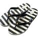 Kate Spade Shoes | Kate Spade Shoes Milli Flip Flops Small Wedge Heel Stripe 10 Flaw Nwot | Color: Black/White | Size: 10