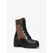 Michael Kors Shoes | Michael Michael Kors Brea Leather And Logo Jacquard Combat Boot 9 Blk/Brown New | Color: Black | Size: 9