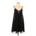 Express Casual Dress - Mini Plunge Sleeveless: Black Print Dresses - Women's Size Small