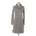 Daily Ritual Casual Dress - Sweater Dress Cowl Neck Long sleeves: Gray Solid Dresses - Women's Size Medium