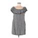 Tommy Bahama Casual Dress - Shift Boatneck Short sleeves: Black Checkered/Gingham Dresses - Women's Size Medium