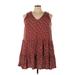 True Craft Casual Dress - A-Line V Neck Sleeveless: Burgundy Dresses - Women's Size 3X