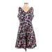Draper James Casual Dress - Mini V-Neck Sleeveless: Pink Print Dresses - Women's Size 12