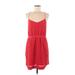 Madewell Casual Dress - Mini V Neck Sleeveless: Red Solid Dresses - Women's Size 8