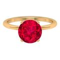 Rosec Jewels 2.75 CT Lab Created Ruby Ring, Created Ruby Solitaire Ring, Created Ruby Gold Ring for Women (9 MM Round Cut Lab Created Ruby), Yellow Gold, Size:P