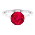 Rosec Jewels 2.75 CT Lab Created Ruby Ring, Created Ruby Solitaire Ring, Created Ruby Silver Ring for Women (9 MM Round Cut Lab Created Ruby), Sterling Silver, Size: