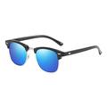 MiqiZWQ Sunglasses womens Classic Half Frame Sunglasses Men Women Retro Small Sun Glasses Male Black Anti Glare Travelling Shades-Black Blue-A