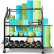 Dumbbell Rack, Home Gym Weight Rack, Yoga Mat Storage Racks, Weight Rack for Dumbbells Kettlebells Yoga Mat and Balls, All in One Workout Storage with Wheels and Hooks