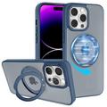 Hocase for iPhone 14 Pro Max Case, with [Built-in 360 Rotatable Ring Stand] [Compatible with MagSafe] Slim Shockproof Anti-Fingerprint Soft Edge Translucent Back Protective Case - Blue