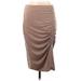 Express Casual Midi Skirt Midi: Brown Solid Bottoms - Women's Size Medium