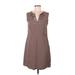 Tahari by ASL Casual Dress - A-Line V-Neck Sleeveless: Brown Print Dresses - Women's Size 8