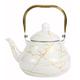 ASIAD Kettle Enamel Teapot, Marblered Marblered with A Lid and Grip Stove Top Pear -Shaped Tea Kettle for Home Kitchen Camping,White,2.5L