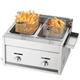 Commercial Countertop LPG Gas Deep Fat Fryer, Stainless Steel Countertop Fryer, with 2 Chip Baskets, Dual Cylinder Independent Temperature Control, for Home Kitchen Restaurant