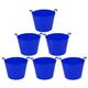 Flexi Tub 40L Large Robust Plastic Garden Waste Bins Home Laundry Bucket Flexible Outdoor Storage Containers, Trugs, Horse Feeder – Made in UK (Pack 6 X Blue)