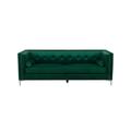 Beliani Glam 3 Seater Velvet Sofa Nailhead Trim Button Tufted Emerald Green Avaldsenes