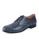 New Formal Oxford Shoes for Men Lace Up Crocodile Embossed Apron Toe Derby Shoes Leather Low Top Slip Resistant Block Heel Rubber Sole Prom (Color : Blue, Size : 6 UK)