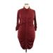 Torrid Casual Dress - Bodycon High Neck 3/4 sleeves: Burgundy Print Dresses - Women's Size 2X Plus