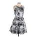 H&M Casual Dress - A-Line: Gray Acid Wash Print Dresses - Women's Size 10