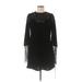 Zara Basic Casual Dress - Party Crew Neck Long sleeves: Black Solid Dresses - Women's Size Medium