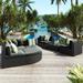 7-Piece Outdoor Black Wicker Conversation Sofa Lounger Set with Pillow