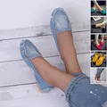 Mocassins plats décontractés pour femmes chaussures en Denim souples antidérapantes à bout rond