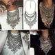 Collier ras du cou ethnique bohème indien pour femme grand collier bijoux maxi vintage