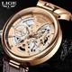 LIGE-Montre de sport chronographe en cuir marron pour homme horloge étanche marque supérieure