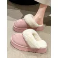 Cover Toe Fur Shoes pantofole da casa piattaforma Med Winter Footwear Slipers donna Slides Flock