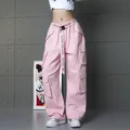 Pantaloni da lavoro Hip Hop rosa pantaloni sportivi da ballo di strada Jazz Multi tasca American