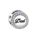 925 Sterling Silver Dad Diamond Blue Positioning Buckle Charm Fit Original Pandora Charms Bracelets