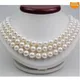 Hot sale 3 Rows 8mm white south sea shell pearl necklace 17-19"