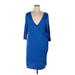 Venus Casual Dress V Neck 3/4 sleeves: Blue Print Dresses - Women's Size 1X