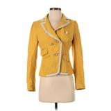 Ann Taylor LOFT Blazer Jacket: Short Yellow Print Jackets & Outerwear - Women's Size 4 Petite