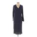 Ashley Stewart Casual Dress - Midi V Neck 3/4 sleeves: Blue Solid Dresses - Women's Size 10 Plus
