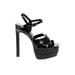 Steve Madden Heels: Strappy Platform Cocktail Party Black Solid Shoes - Women's Size 6 - Open Toe