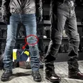 Men's Winter Biker Jeans Motocycle Denim Pants Male Stretch Original Long Trousers Off-road