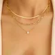 Vintage Boho Multilayer Gold Color Crystal Pendant Necklace Snake Chain For Women Men Valentine's