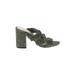 RAYE Heels: Slip-on Chunky Heel Casual Green Shoes - Women's Size 6 - Open Toe