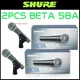 2PCS SHURE BETA 58A Microphone Wired Dynamic Home Amp Studio Recording Handheld Mic for Karaoke Bar