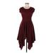 Mia Joy Casual Dress - A-Line: Burgundy Print Dresses - Women's Size 7