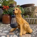 Solar Simulation Animal Light Outdoor Waterproof Resin Dog Statues Led Night Lights For Pathway Yard