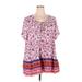 Torrid Casual Dress - Mini Tie Neck Short sleeves: Pink Floral Dresses - Women's Size 4X Plus