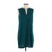 Adrienne Vittadini Casual Dress - Shift: Teal Solid Dresses - Women's Size 8