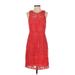 J.Crew Collection Casual Dress - Sheath Crew Neck Sleeveless: Red Print Dresses - Women's Size 4