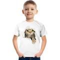 t-shirt pour enfants garçons t-shirt à manches courtes chat dinosaure graphique impression 3d animal école enfants tops chat blanc actif chat blanc brillant